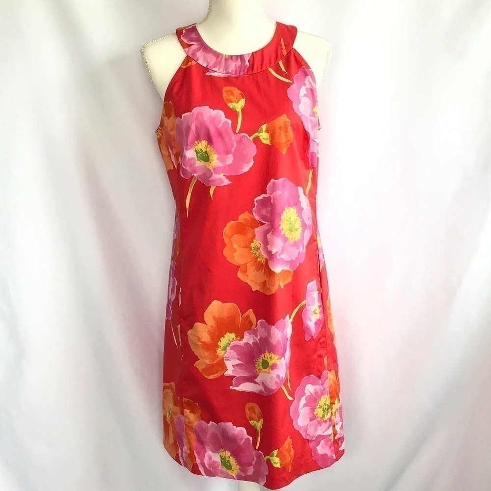 *4/$20* Loft Red & Pink Large Flower Dress